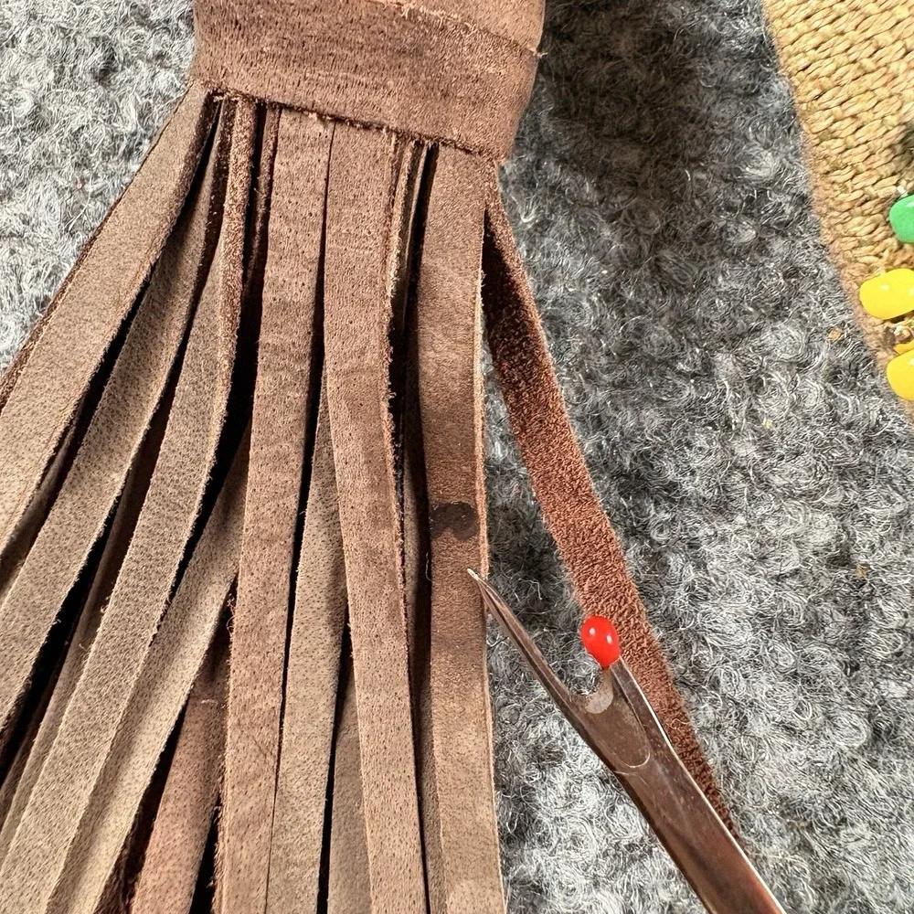 Gap Beaded Clutch Wallet Natural Brown Boho Southwestern Festival Tassel Y2K